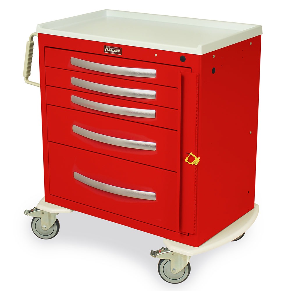 A-Series Lightweight Five Drawer Aluminum Crash Cart, Short Height, Standard Width, Breakaway Lock Main image