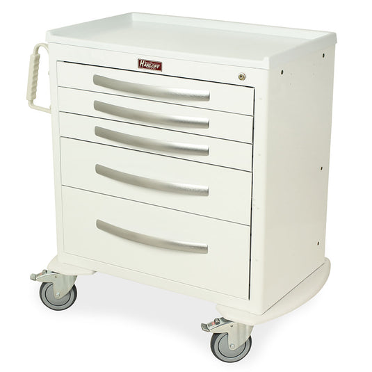 A-Series Lightweight Nursing Cart, Medium Height, Standard Width, Five Drawers, Key Lock, MPA3024K05