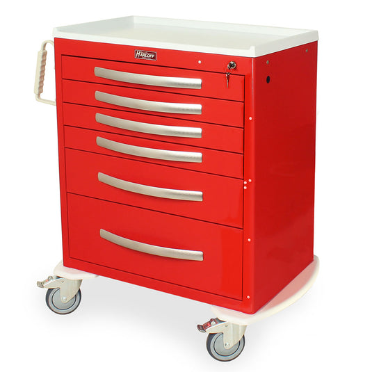 A-Series Lightweight Emergency Cart, Medium Height, Standard Width, Six Drawers, Key Lock, MPA3027K06