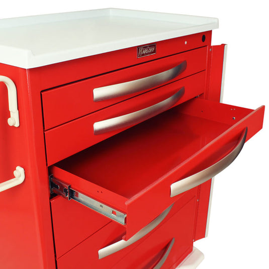 A-Series Lightweight Emergency Crash Cart, Tall Height, Standard Width, Six Drawers, Breakaway Lock, MPA3030B06