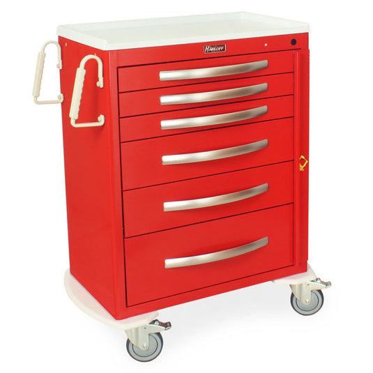 A-Series Lightweight Emergency Crash Cart, Tall Height, Standard Width, Six Drawers, Breakaway Lock, MPA3030B06