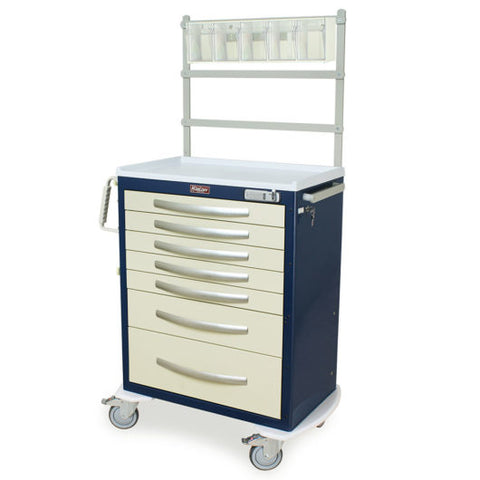 Harloff A-Series Light Seven Drawer E-Lock Anesthesia Cart with MD30-ANS Accessories Package, Tall Height,