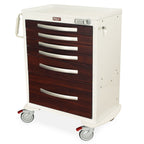 A-Series Wood Style Aluminum Cart - Standard Width Tall Cabinet with 30" of Vertical Drawer Space, Basic Electronic Push