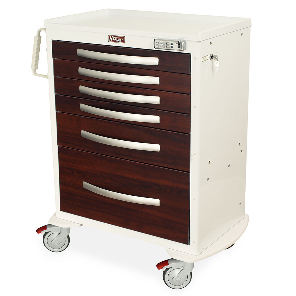 A-Series Aluminum Cart  - Standard Width Tall Cabinet with 30" of Vertical Drawer Space, Basic Electronic Pushbutton Loc