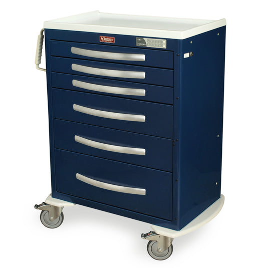 A-Series Lightweight Aluminum Anesthesia Cart, Tall Height, Standard Width, Six Drawers, Electronic Keypad Lock, MPA3030EKC06