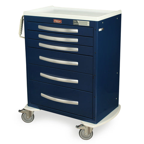 Harloff A-Series Aluminum Cart - Standard Width Tall Cabinet with 27" of Vertical Drawer Space, Key Locking, 4 Drawers