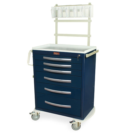 A-Series Lightweight  Anesthesia Cart with MD30-ANS Package, Tall, Standard Width, Six Drawers, Key Lock
