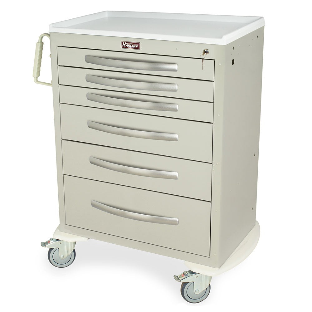 A-Series Lightweight Medical Cart, Tall Height, Standard Width, Six Drawers, Key Lock Main image