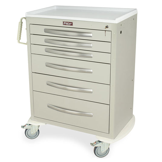 A-Series Lightweight Medical Cart, Tall Height, Standard Width, Six Drawers, Key Lock, MPA3030K06