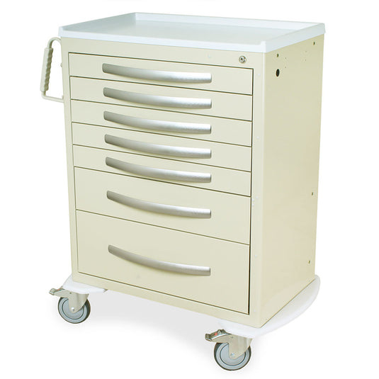 A-Series Lightweight Medical Cart, Tall Height, Standard Width, Seven Drawers, Key Lock, MPA3030K07