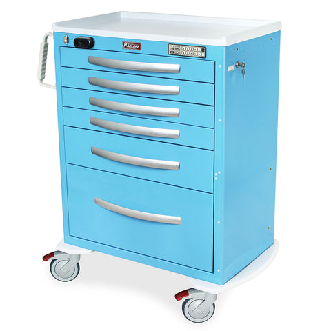 Harloff A-Series Aluminum Cart - Medium Width Tall Cabinet with 30" of Vertical Drawer Space, ELECTRONIC Lock with