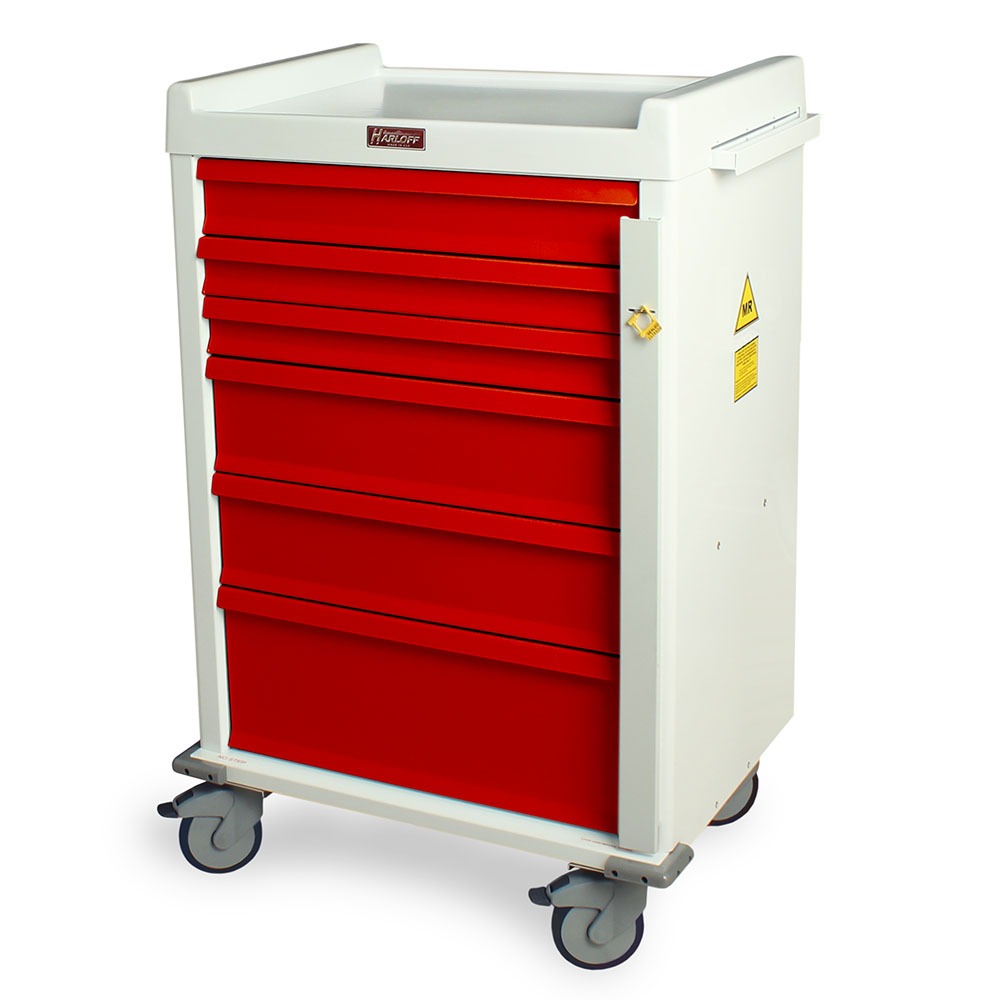 Aluminum MRI Compatible Emergency Cart with Six Drawers and Breakaway Lock Main image