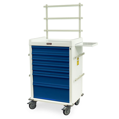Harloff Aluminum MRI Safe Anesthesia Cart with Accessory Package, Seven Drawers, Key Lock, MR7K-MAN