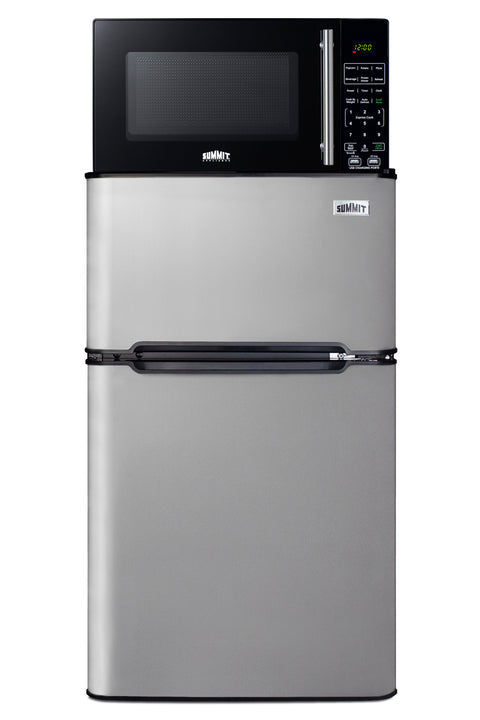 Compact 2-door refrigerator-freezer and microwave with built-in allocator, with brackets included (ships in 3 boxes on o