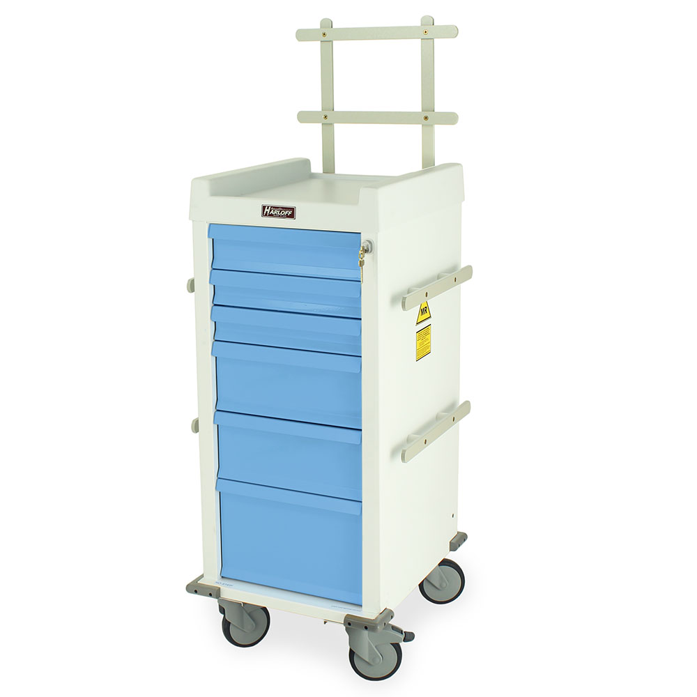 Aluminum Narrow Non-Magnetic MRI Cart with Anesthesia Accessory Package, Six Drawers, Key Lock, MRN6K-MAN Main image