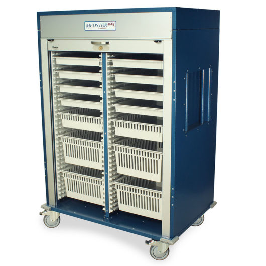 Three Quarter Height Double Column Medical Storage Cabinet, Tambour Doors, Key Lock, MSPM62-00TK