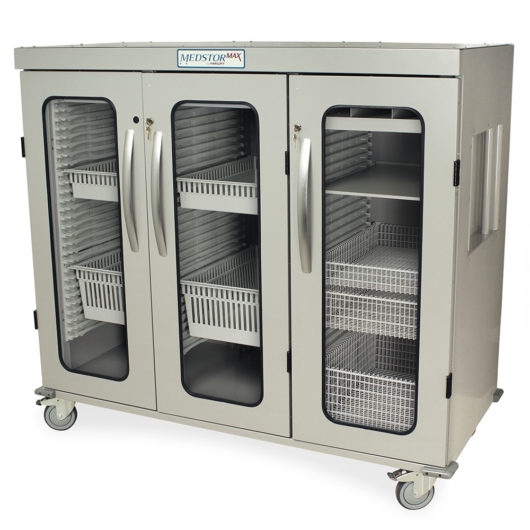 Three Quarter Height Triple Column Medical Storage Cabinet, Glass Doors, Key Lock, MSPM63-00GK Main image