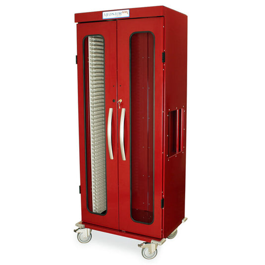 Slimline Single Column Medical Storage Cart, Glass Door, Key Lock, MSPM80-00GK