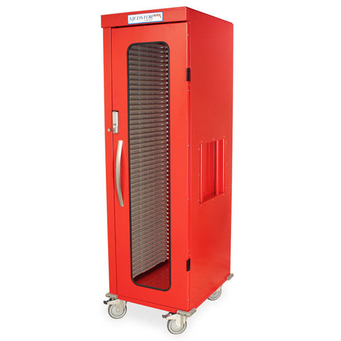 Harloff Single Column Stationary Cabinet with door with tempered glass window insert, Secured by Basic Electronic