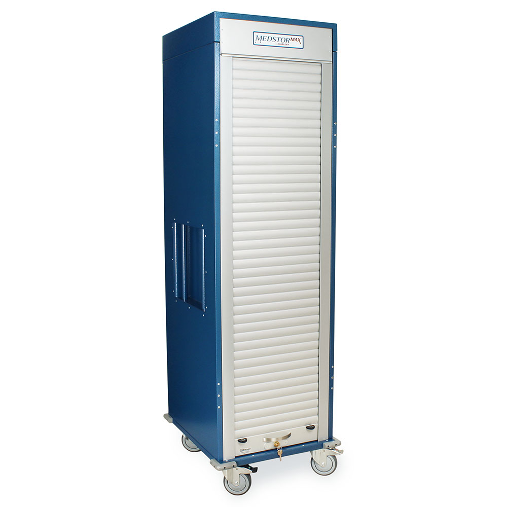 Harloff Single Column Stationary Cabinet with Key Locking Tambour Door, H+H Panels Give 49 Insertion Points per Column