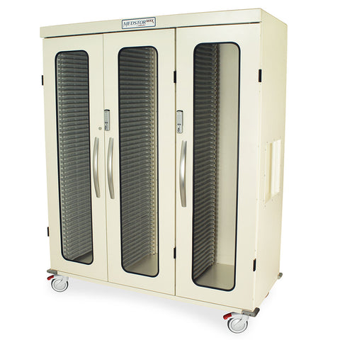 Harloff Triple Column Mobile Cabinet with three doors with tempered glass inserts – MSPM83-00GEK