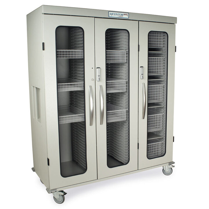 Harloff Triple Column Mobile Cabinet with three (3) Doors with tempered glass inserts, two electronic keypad locks, one Main image