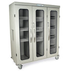 Harloff Triple Column Mobile Cabinet with three (3) Doors with tempered glass inserts, two electronic keypad locks, one