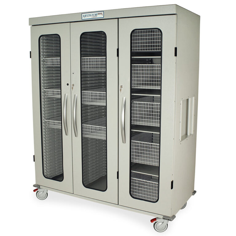 Harloff Triple Column Stationary Cabinet with Key Locking Doors (3) with tempered glass inserts, H+H Panels Give 49