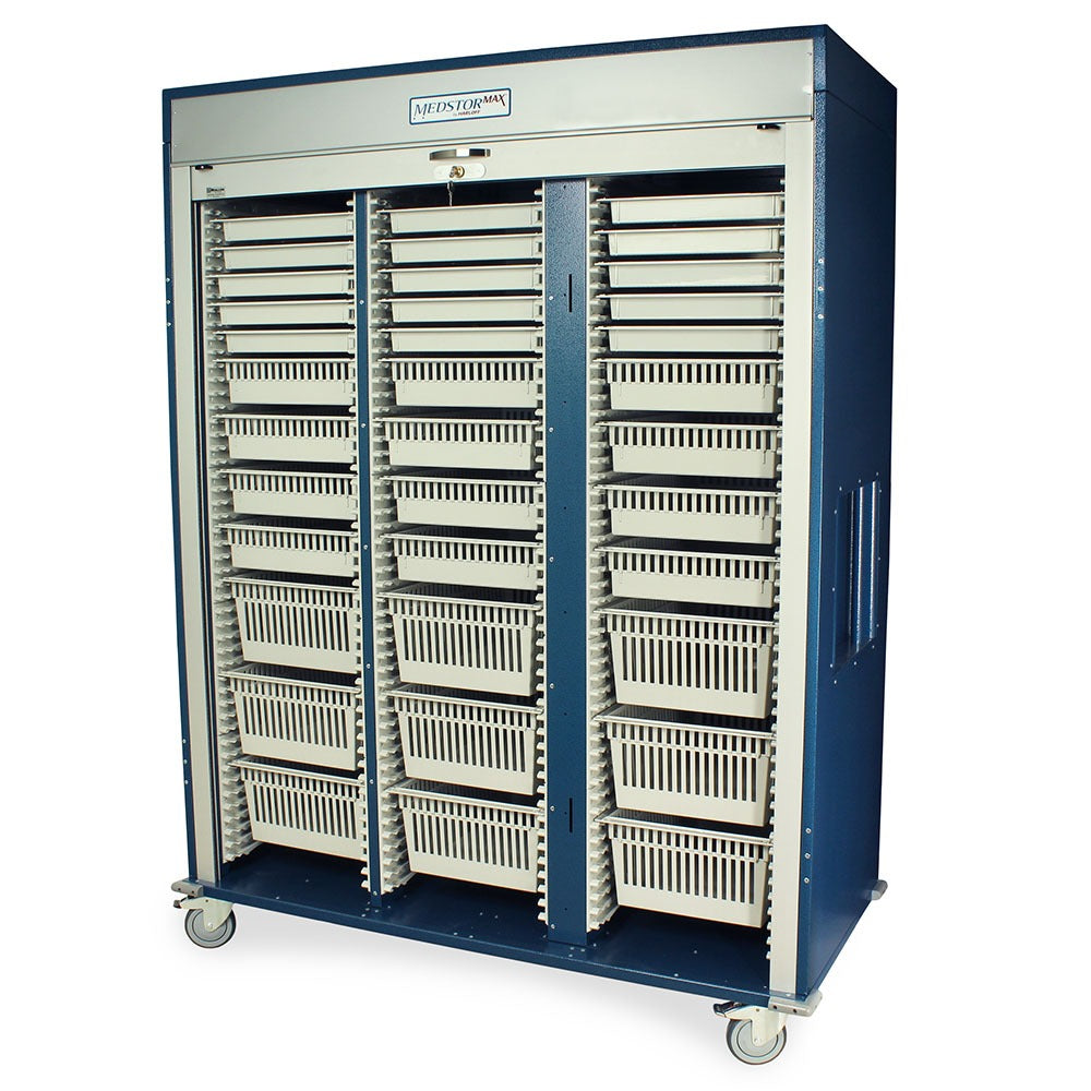Triple Column Medical Storage Cabinet, Tambour Door, Key Lock Main image