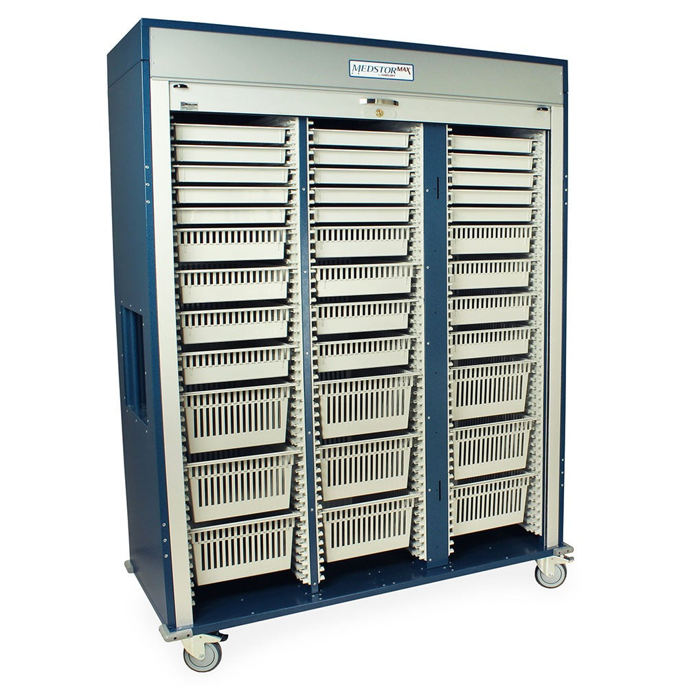 Triple Column Medical Storage Cabinet, Tambour Door, Key Lock Secondary image