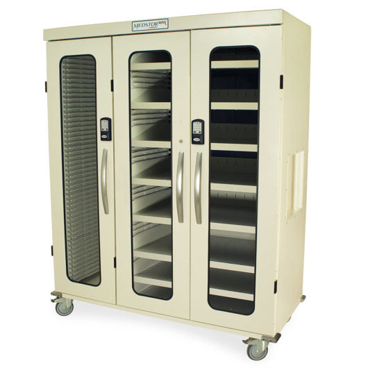 Triple Column Storage Cabinet with Double Wide Open Right Column, Glass Doors, Electronic Keypad Lock, MSPM83-L0GEK Main image