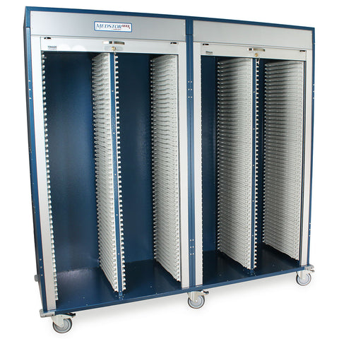 Harloff Single Column Slimline Mobile Cabinet, with Key Locking Tambour Door, H+H Panels Give 49 Insertion Points per
