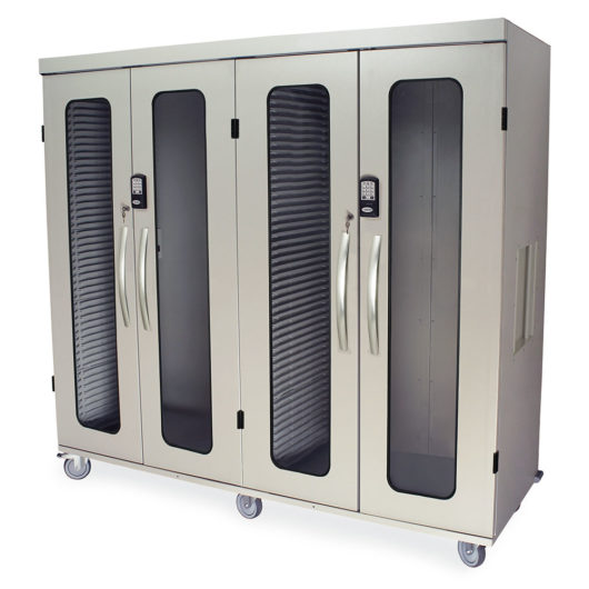 Quad Column Medical Storage Cabinet with Double Wide Open Columns, Glass Doors, Electronic Keypad Lock, MSPM84-20GEK Main image