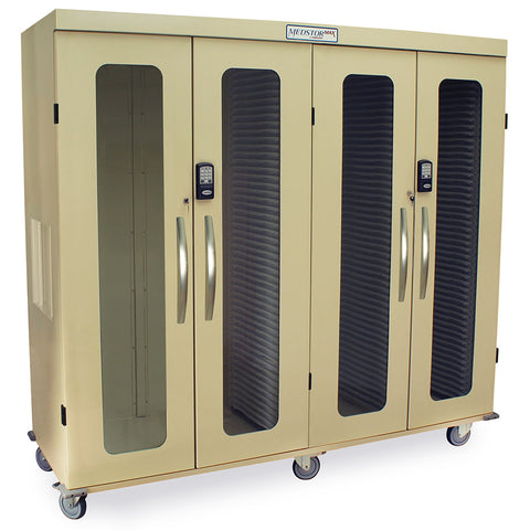 Harloff Quad Column Mobile Cabinet, Double Columns to Left With H+H Panels, Double Width Open Column to Right With