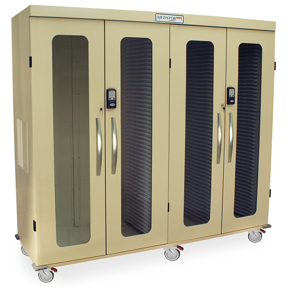 Harloff Quad Column Mobile Cabinet, Double Width Open Column to Left with H+H Panels – MSPM84-R0GE