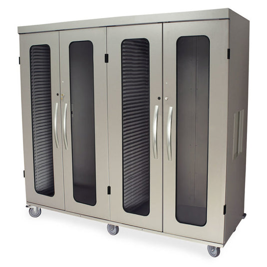 Quad Column Medical Storage Cabinet with Double Wide Open Columns, Glass Doors, Key Lock, MSPM84-20GK