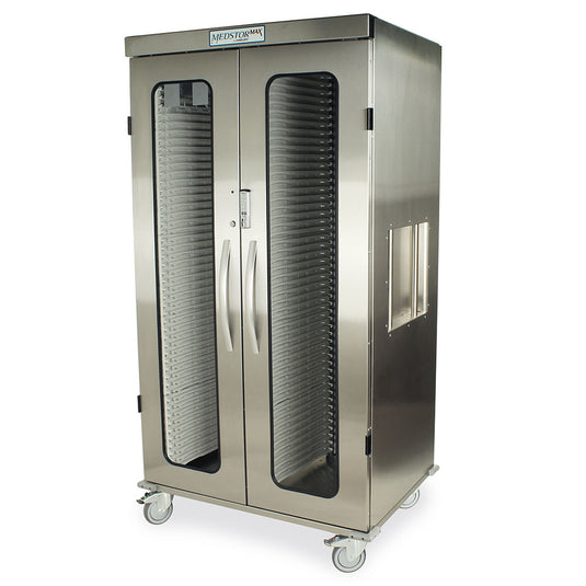 Double Column Medical Storage Cabinet, Stainless, Glass Doors, E-Lock, MSSM82-00GE