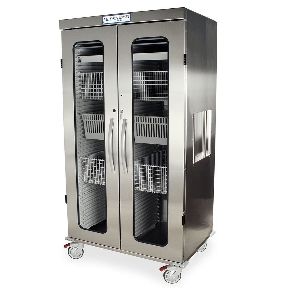 Stainless Steel Shelf for Full Double Column Medical Storage Cart, Flat with Divider Slots, with no Adjustable Dividers