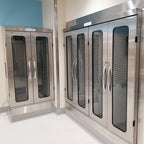 Stainless Steel Double Column Three Quarter Height Mobile Cabinet with Key Locking doors (2) with tempered glass window
