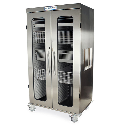 Double Column Medical Storage Cabinet, Stainless, Glass Doors, Key Lock, MSSM82-00GK