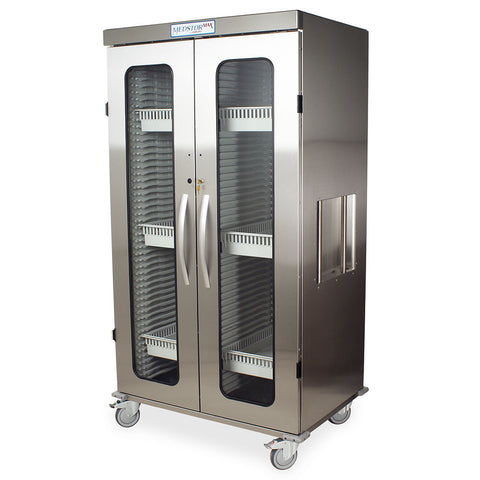 Harloff Stainless Steel Double Column Half Height Mobile Cabinet with Solid Front Key Locking door, H+H Panels Give 19