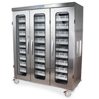 Stainless Steel Triple Column Mobile Cabinet with Key Locking Solid Front Doors (3), H+H Panels Give 49 Insertion Points