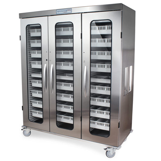 Triple Column Medical Storage Cabinet, Stainless, Glass Doors, Key Lock, MSSM83-00GK Main image