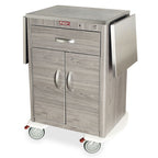 A-Series Wood Vinyl Cart, Driftwood Gray - Mini Width Short Alum Cabinet with 24" of Vertical Drawer Space, Basic Electr