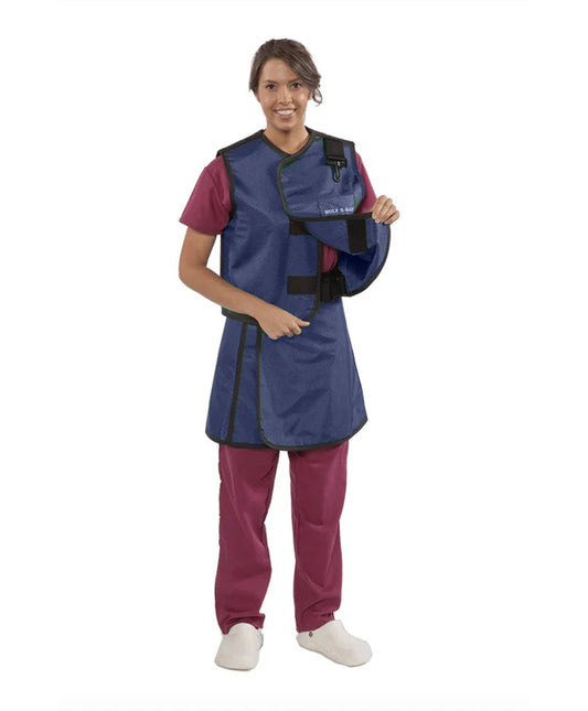 WOMEN'S APRON AND VEST : .5 mm Regular Lead VEST: 23X23 APRON: 21X41-46 Navy Blue - Large