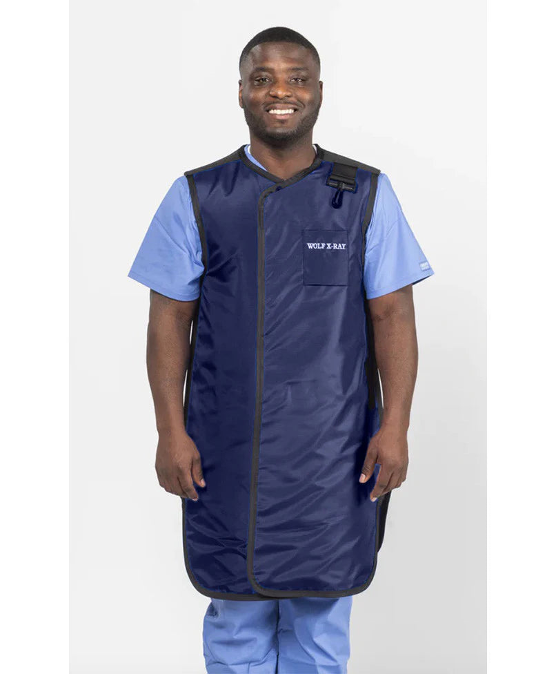 FRONT CLOSING SPECIAL PROCEDURE APRON - .5 mm Regular Lead 21X36 Navy Blue- Small