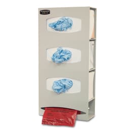 Bowman Dispensers Bowman ABS Triple Glove Box Dispenser with Single Bag Dispenser • 10.1"W x 3.95"D x 20.4"H