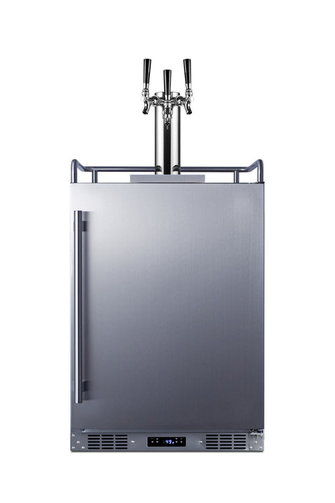 Built-in Undercounter Outdoor Triple Tap Beer Kegerator in Complete Stainless Steel