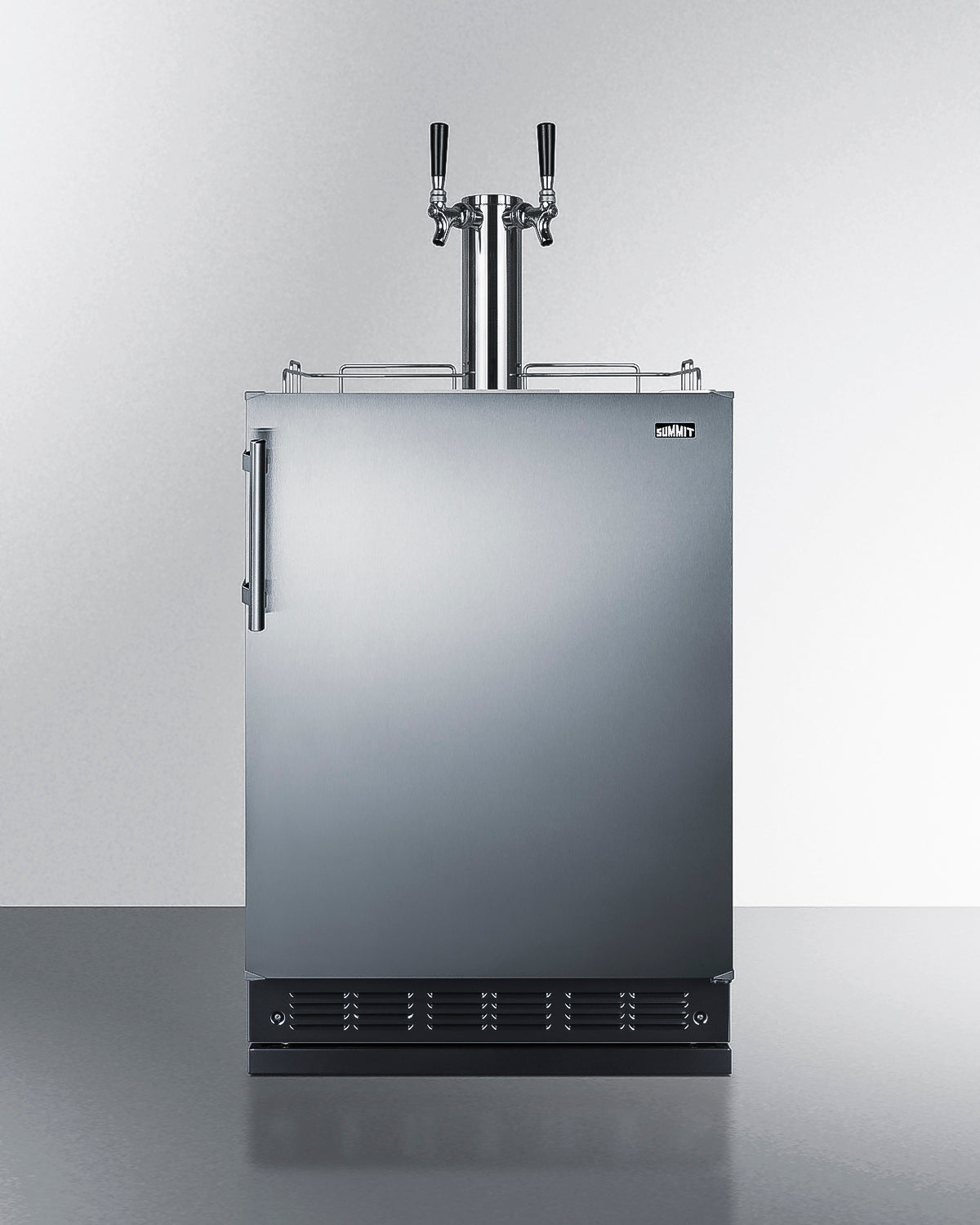 Commercial dual tap wine kegerator designed for built-in applications
