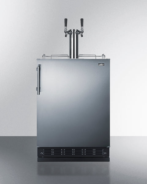 Commercial dual tap wine kegerator designed for built-in applications